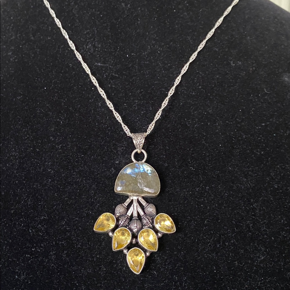 925 Silver citrine & labradorite pendant necklace